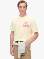 Superdry Urban Cream 100% Cotton Lo-Fi Punk Graphic Loose T-Shirt - Image 1 of 5
