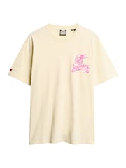 Superdry Urban Cream 100% Cotton Lo-Fi Punk Graphic Loose T-Shirt - Image 3 of 5