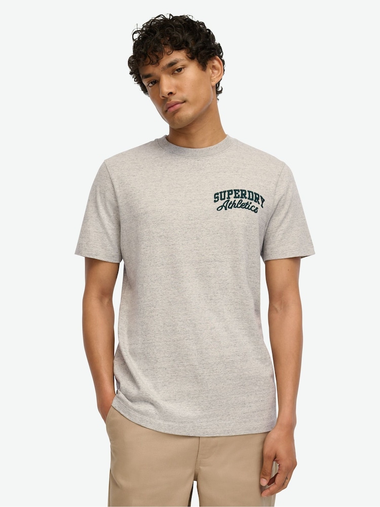 Superdry Grey 100% Cotton Embroidered Superstate Athletic Logo T-Shirt - Image 1 of 6