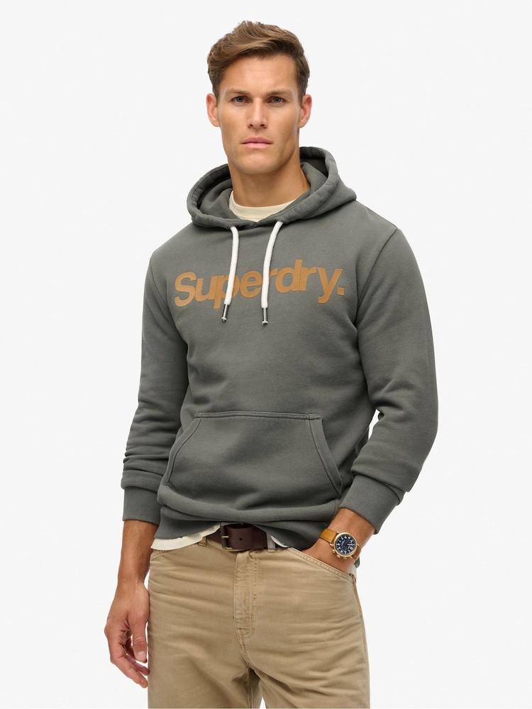 Superdry Dark Khaki Core Logo Classic Hoodie - Image 1 of 5