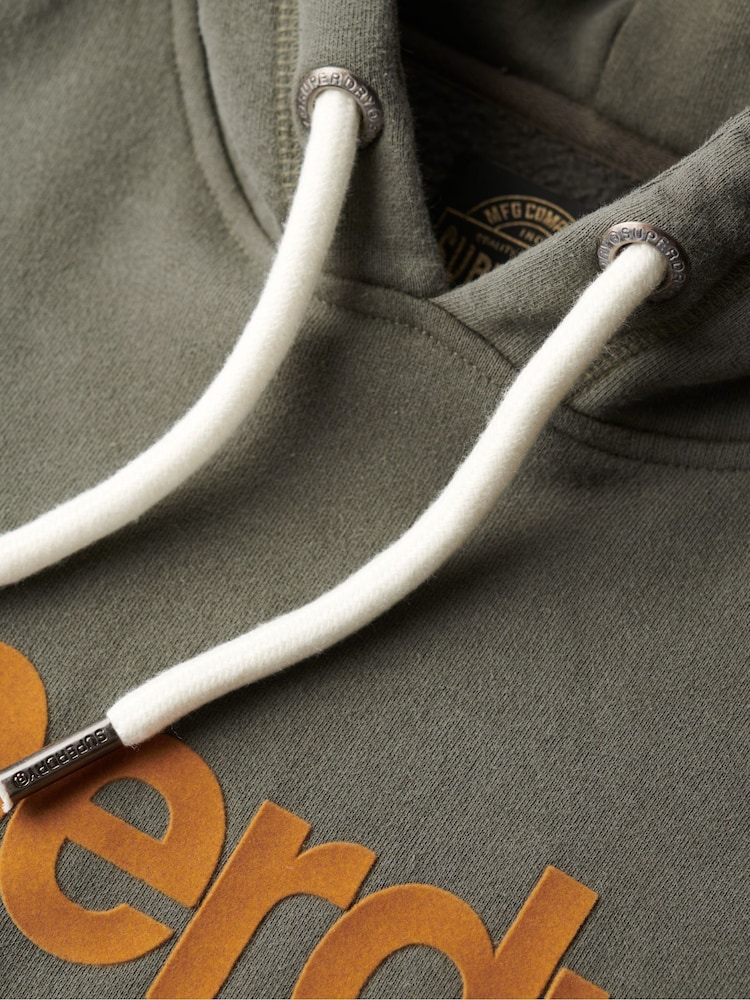 Superdry Dark Khaki Core Logo Classic Hoodie - Image 5 of 5