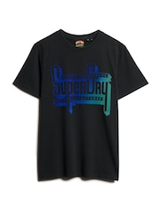 Superdry Black Flocked Faded Graphic T-Shirt - Image 3 of 5