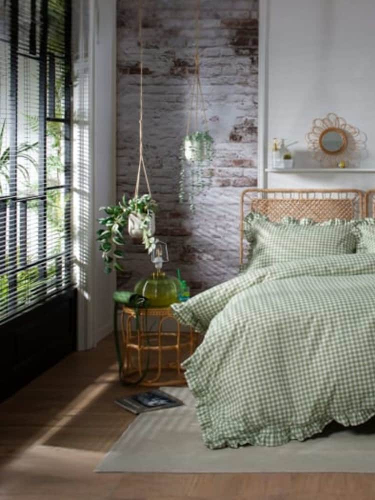 The Lyndon Company Sage Gingham Frilled Duvet Cover and Pillowcase Set - Image 2 of 5 The Lyndon Company Sage Gingham Frilled Duvet Cover and Pillowcase Set - Image 2 of 5