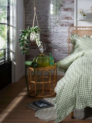 The Lyndon Company Sage Gingham Frilled Duvet Cover and Pillowcase Set - Image 3 of 5