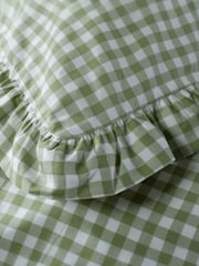 The Lyndon Company Sage Gingham Frilled Duvet Cover and Pillowcase Set - Image 4 of 5
