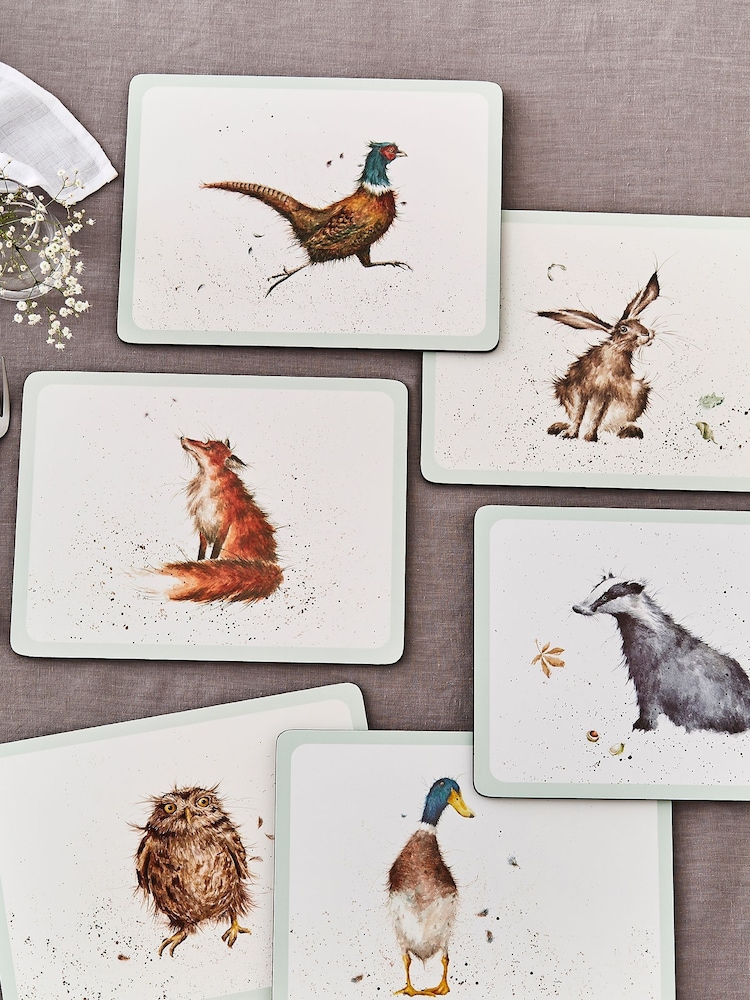 Set of 6 White Pimpernel Wrendale Placemats - Image 1 of 2