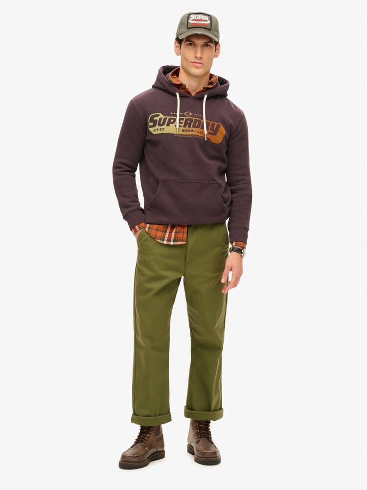 Superdry Winter Berry Purple Flocked Fade Graphic Hoodie - Image 2 of 6