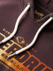Superdry Winter Berry Purple Flocked Fade Graphic Hoodie - Image 6 of 6