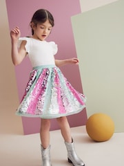Aqua Blue/Pink Sequin Skirt Dress (3-12yrs) - Image 1 of 8