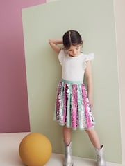 Aqua Blue/Pink Sequin Skirt Dress (3-12yrs) - Image 4 of 8