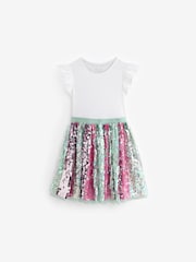 Aqua Blue/Pink Sequin Skirt Dress (3-12yrs) - Image 6 of 8