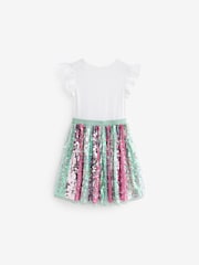 Aqua Blue/Pink Sequin Skirt Dress (3-12yrs) - Image 7 of 8