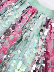 Aqua Blue/Pink Sequin Skirt Dress (3-12yrs) - Image 8 of 8