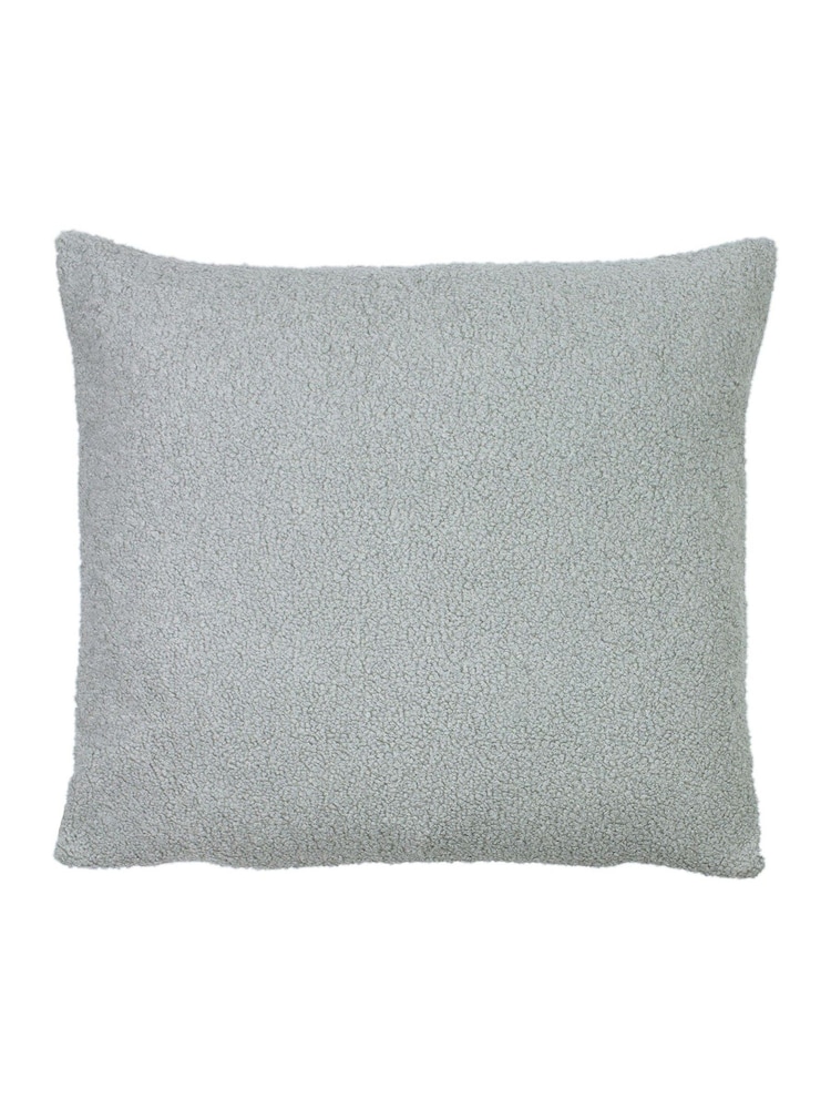 furn. Dove Grey Malham Teddy Borg Fleece Polyester Filled Cushion - Image 1 of 4