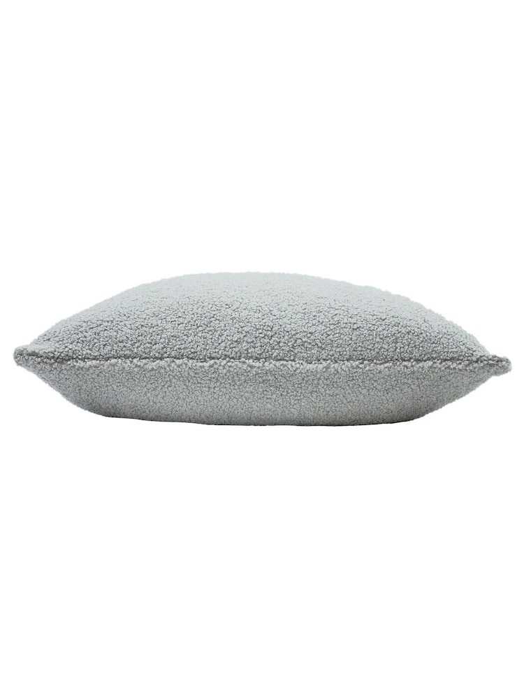 furn. Dove Grey Malham Teddy Borg Fleece Polyester Filled Cushion - Image 2 of 4