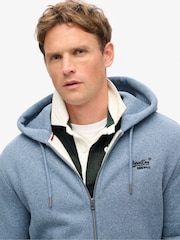Superdry Blue Selvedge Grit Essential Logo Zip 100% Cotton Hoodie - Image 3 of 6