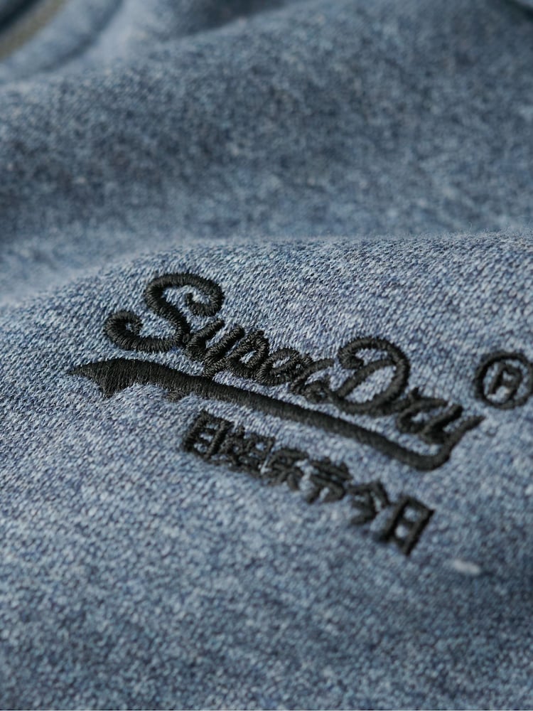 Superdry Blue Selvedge Grit Essential Logo Zip 100% Cotton Hoodie - Image 6 of 6