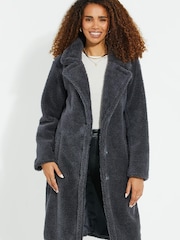 Threadbare Grey Borg Single Breasted Overcoat - Image 1 of 5