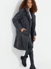 Threadbare Grey Borg Single Breasted Overcoat - Image 3 of 5