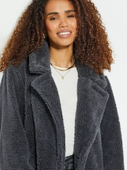 Threadbare Grey Borg Single Breasted Overcoat - Image 4 of 5