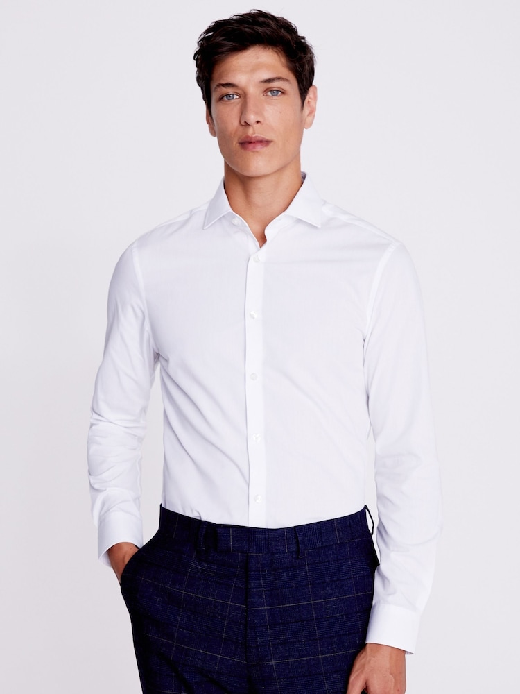 MOSS White Slim Single Cuff Easy Care Shirt - Image 1 of 5
