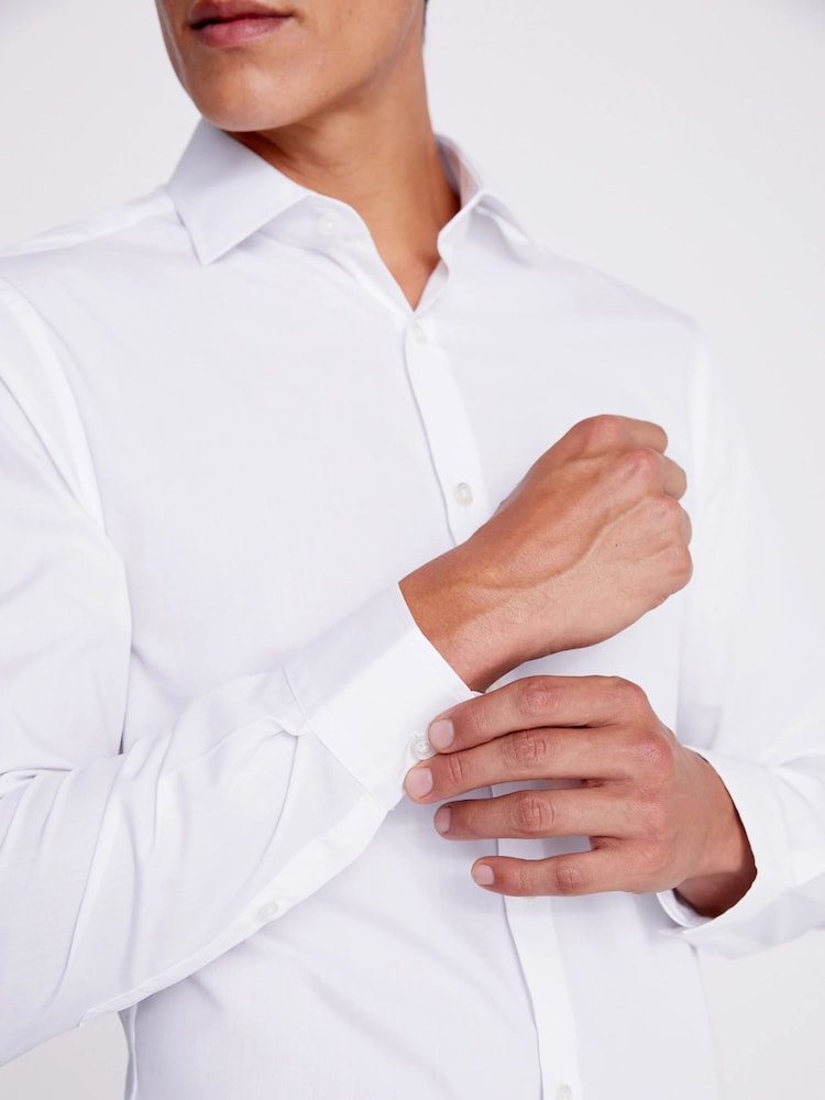 MOSS White Slim Single Cuff Easy Care Shirt - Image 2 of 5