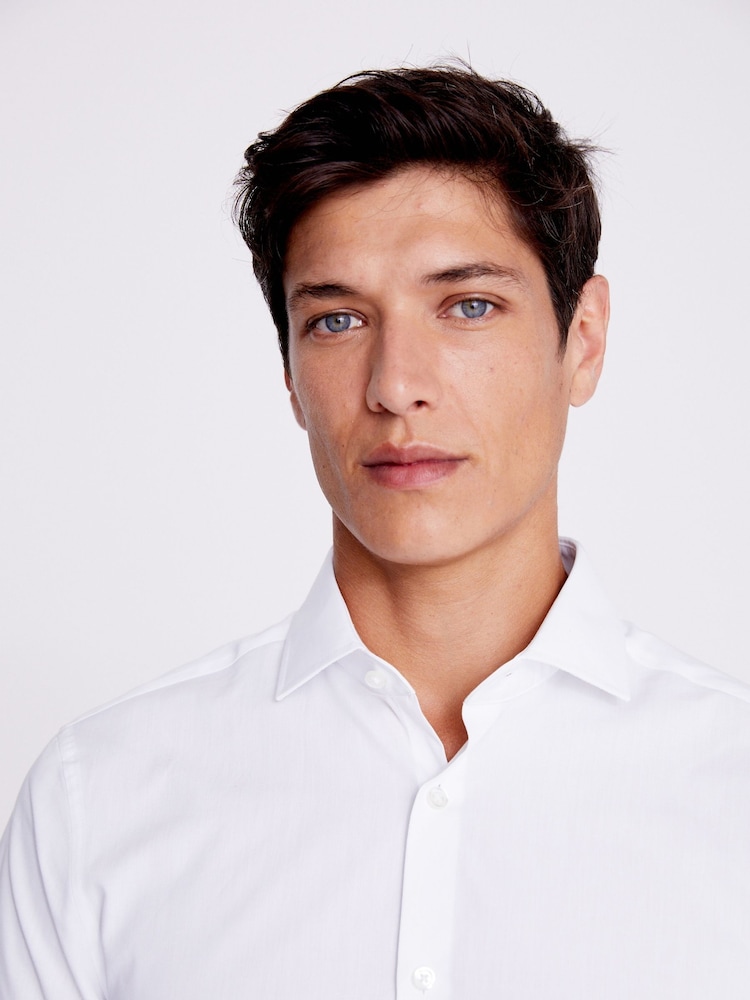 MOSS White Slim Single Cuff Easy Care Shirt - Image 3 of 5