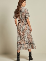 Animal Print Angel Sleeve Midi Dress - Image 2 of 5