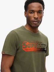 Superdry Khaki Green Flocked Faded Graphic T-Shirt - Image 3 of 6