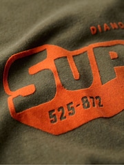 Superdry Khaki Green Flocked Faded Graphic T-Shirt - Image 6 of 6