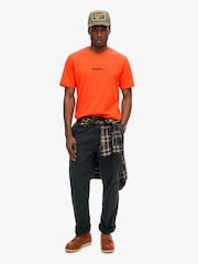 Superdry Bold Orange Micro Logo Graphic Loose 100% Cotton T-Shirt - Image 1 of 4