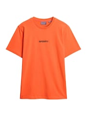 Superdry Bold Orange Micro Logo Graphic Loose 100% Cotton T-Shirt - Image 3 of 4
