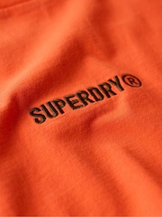 Superdry Bold Orange Micro Logo Graphic Loose 100% Cotton T-Shirt - Image 4 of 4
