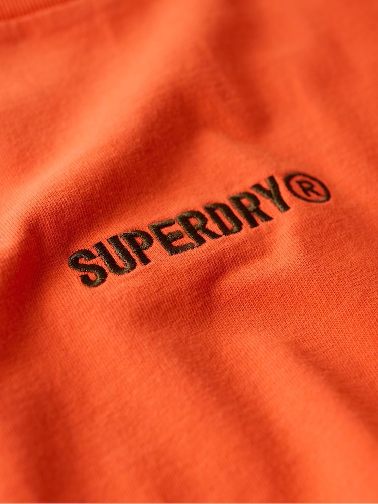 Superdry Bold Orange Micro Logo Graphic Loose 100% Cotton T-Shirt - Image 4 of 4