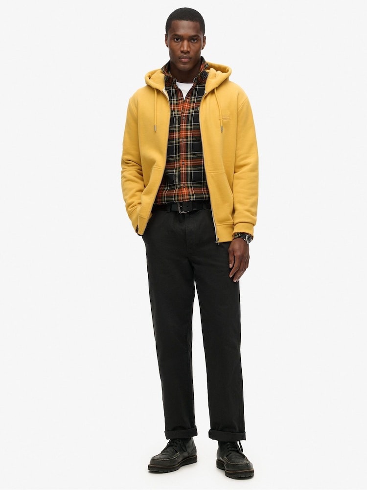 Superdry Yellow Winter Gold Essential Logo Zip-Up Hoodie - Image 3 of 5