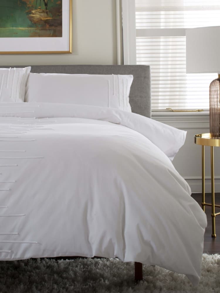 The Lyndon Company White Level Crossing Duvet Cover and Pillowcase Set - Image 2 of 3 The Lyndon Company White Level Crossing Duvet Cover and Pillowcase Set - Image 2 of 3