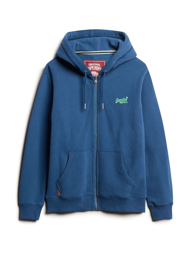 Superdry Blue Sapphire Night Essential Logo Zip-Up Hoodie - Image 1 of 4