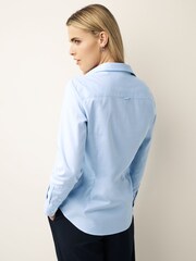 GANT Blue Fitted Stretch Oxford Shirt - Image 2 of 5
