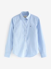 GANT Blue Fitted Stretch Oxford Shirt - Image 5 of 5