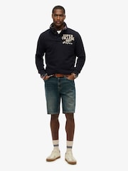 Superdry Eclipse Navy 2 Vintage Athletic Henley 100% Cotton Jumper - Image 3 of 4