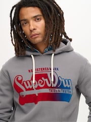 Superdry Mid Grey Flocked Fade Graphic Hoodie - Image 2 of 4