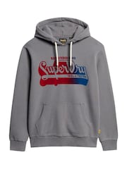 Superdry Mid Grey Flocked Fade Graphic Hoodie - Image 3 of 4