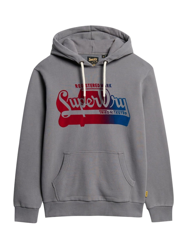 Superdry Mid Grey Flocked Fade Graphic Hoodie - Image 3 of 4