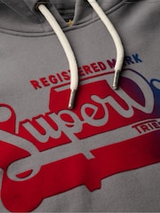 Superdry Mid Grey Flocked Fade Graphic Hoodie - Image 4 of 4