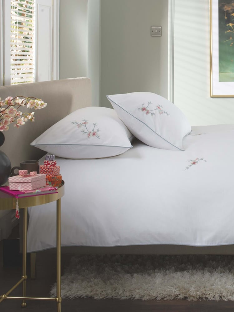 The Lyndon Company Teal Cherry Blossom Duvet Cover and Pillowcase Set - Image 2 of 7