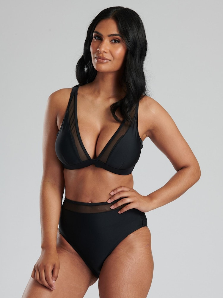 South Beach Black Mesh Bikini with Mesh High Waist Briefs - Image 1 of 6