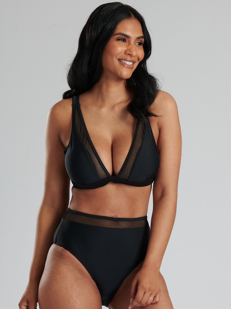 South Beach Black Mesh Bikini with Mesh High Waist Briefs - Image 4 of 6