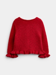 JoJo Maman Bébé Bright Red Robin Christmas Robin Cardigan - Image 2 of 4