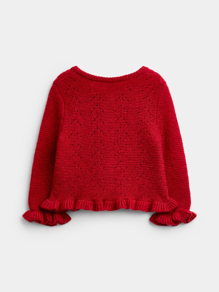JoJo Maman Bébé Bright Red Robin Christmas Robin Cardigan - Image 2 of 4 JoJo Maman Bébé Bright Red Robin Christmas Robin Cardigan - Image 2 of 4