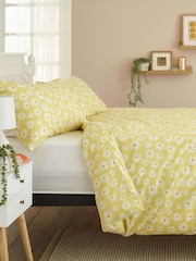 Deyongs Yellow Lazy Daisy Duvet Cover and Pillowcase Set - Image 1 of 4
